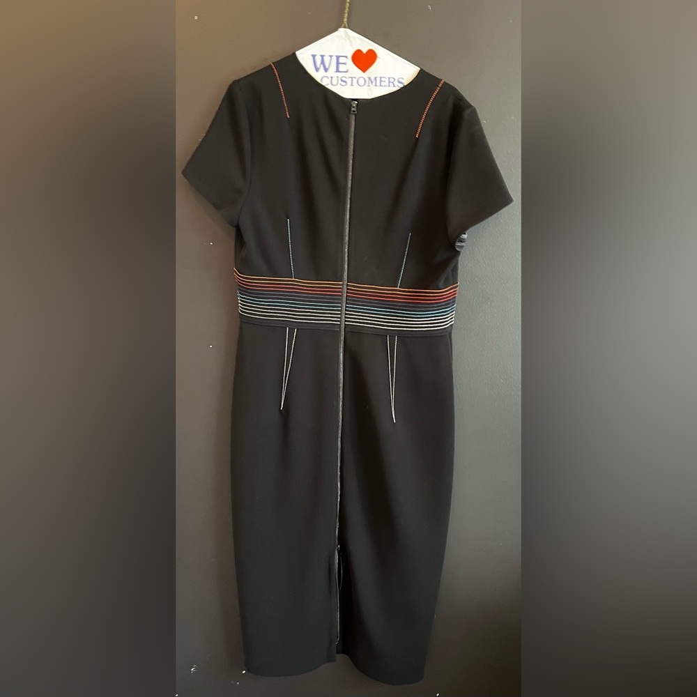 DIANE VON FURSTENBURG Black + Rainbow Midi Dress
